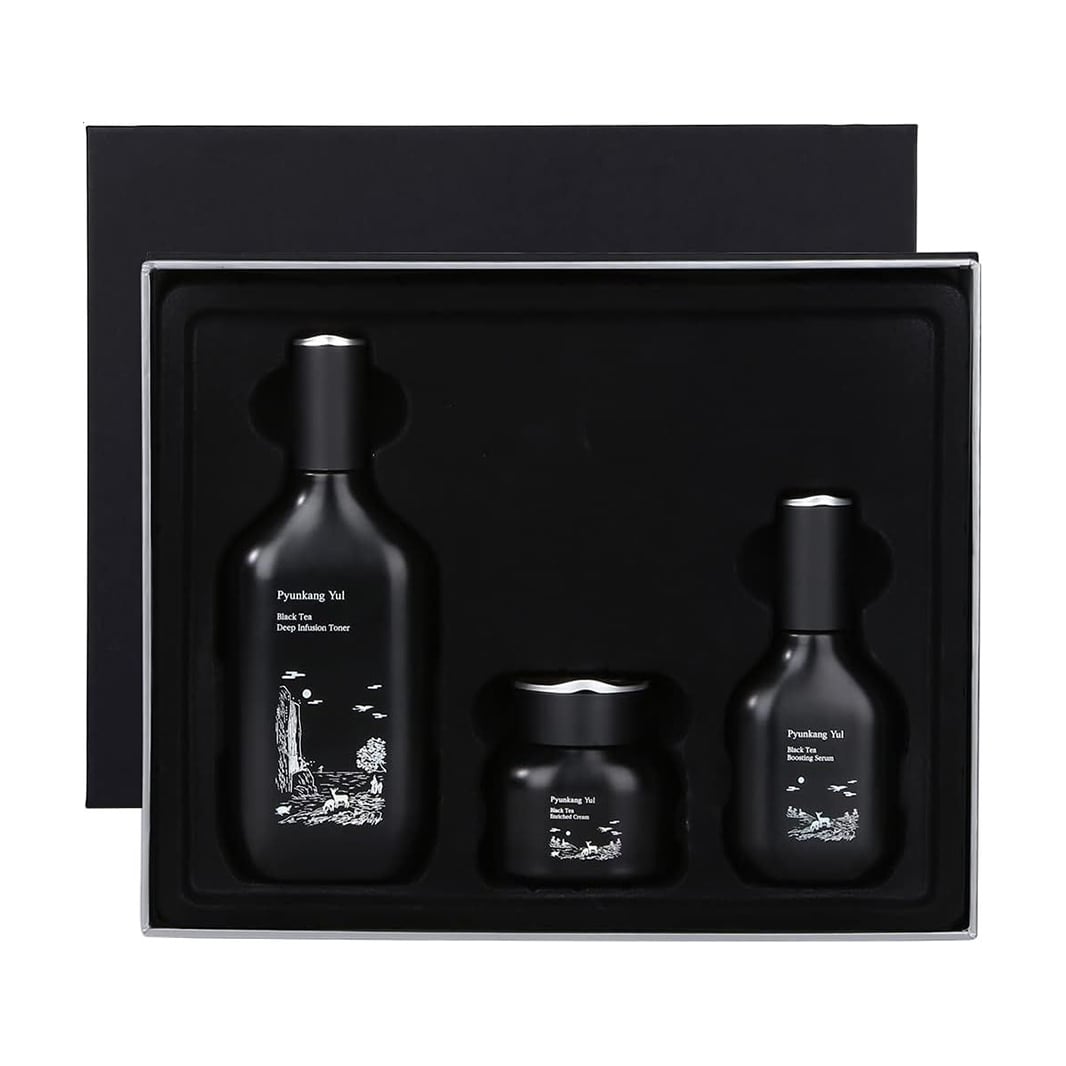 Уцінка! Набір для обличчя Pyunkang Yul Black Tea Line Gift Set (тонер, 130 мл + сироватка, 45 мл + крем, 60 мл)